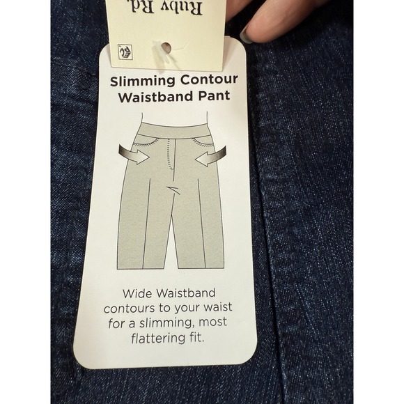 Ruby Rd. Slimming Size 14 Jeans Dark Wash Stretch Pull-On High Raise NWT - Picture 7 of 13